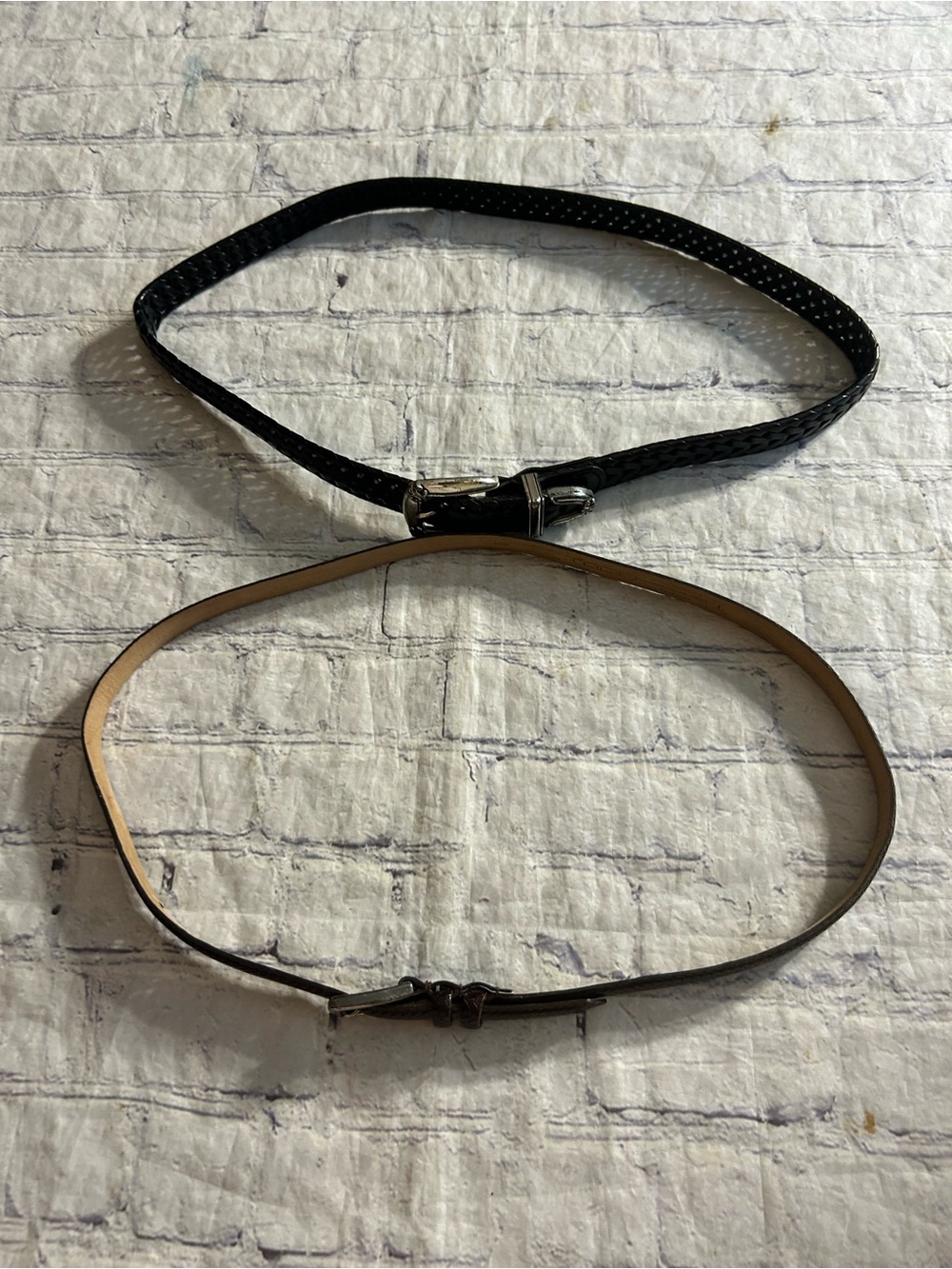FOSSIL VTG BLACK LEATHER BRAIDED EMBELLISHED BUCKLE & TALBOTS ITALY MADE BELTS L - Picture 16 of 16